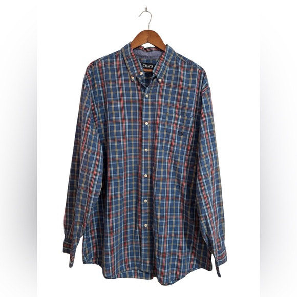 👕 Chaps - Men’s Plaid Casual Button Down - 2XL TALL - Picture 1 of 4